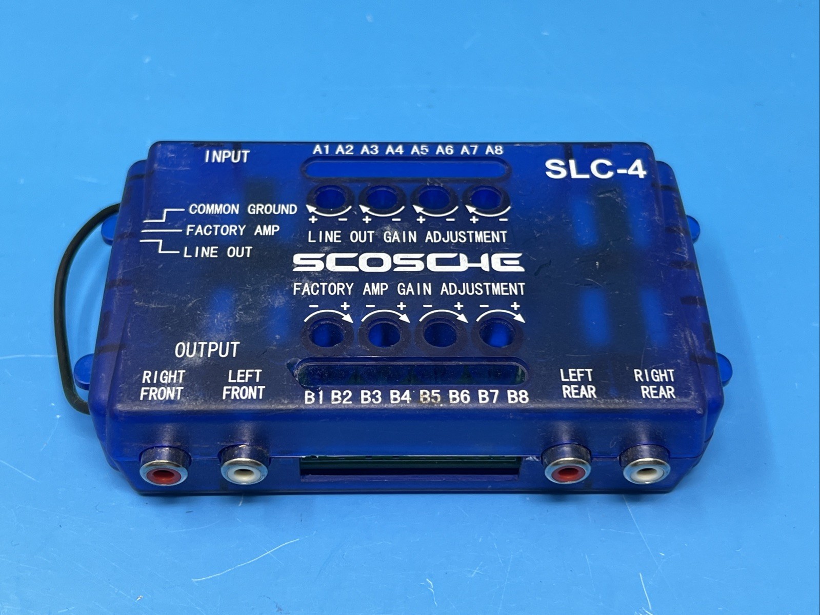 Scosche SLC4 Line Output Converter/OEM Premium Amplifier 4 Channel, Blue