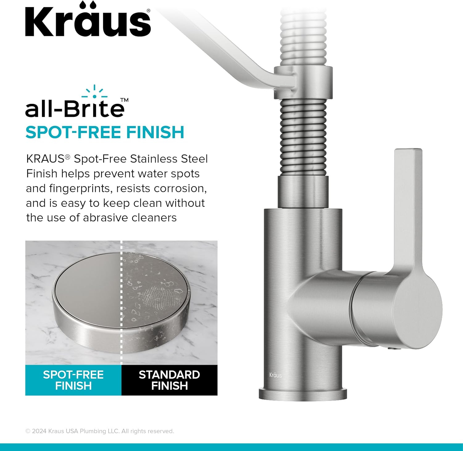 KRAUS Britt Spot-Free Stainless Steel 2-Function Pull-Down Kitchen Faucet