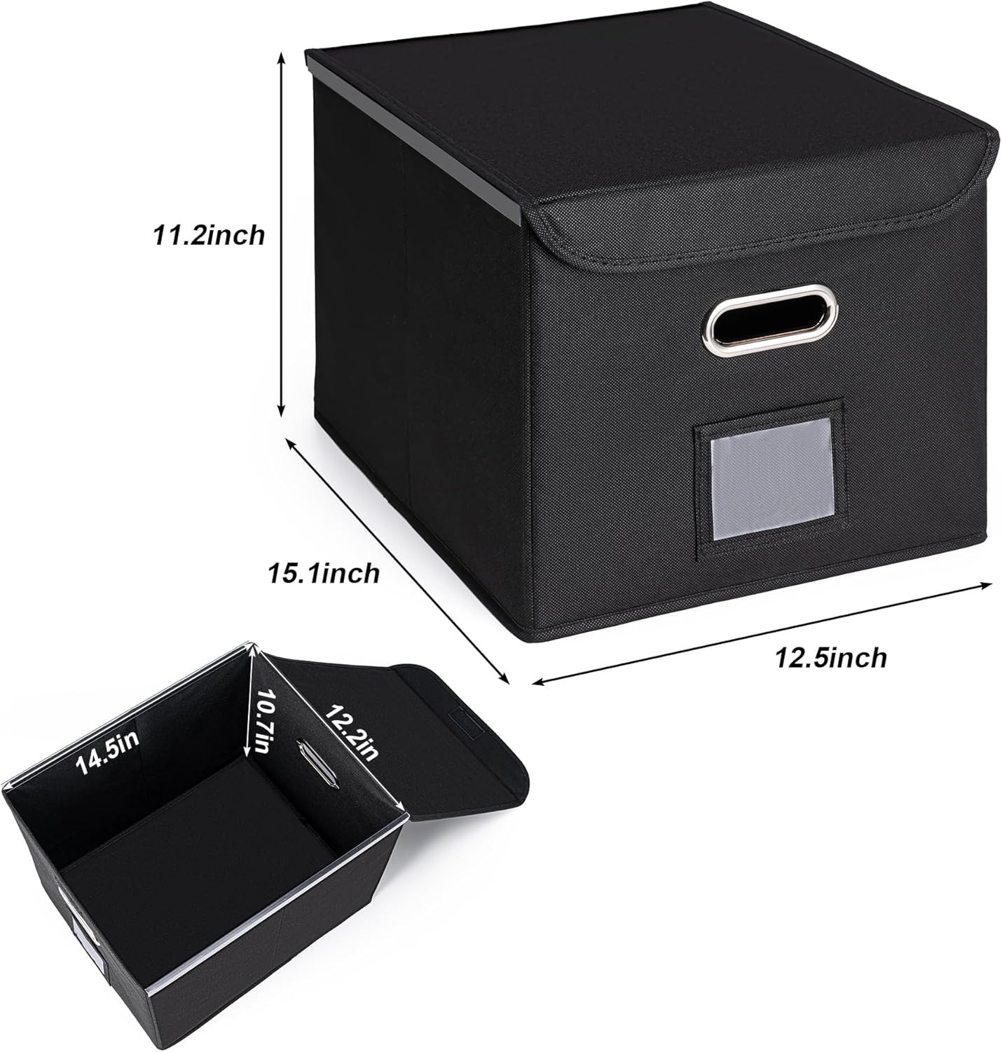 File Organizer Box with Lid, Large Hanging File Folder Organizer with Plastic Sl
