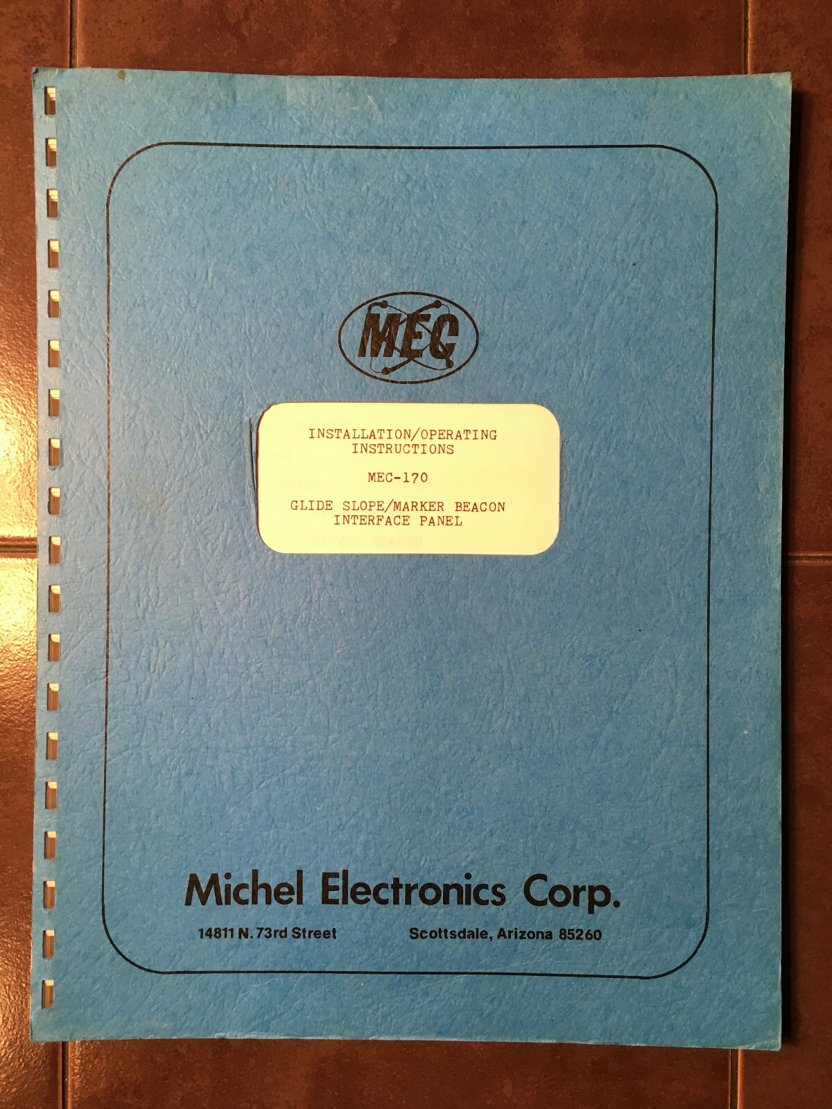 MEC-170 GlideSlope-Marker Test-Set Install, Operating, Schematics & Parts Manual