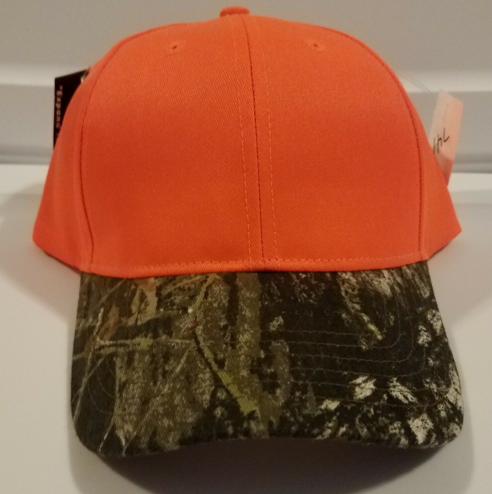 NEW Kati Safety Blaze Orange Mossy Oak Camo Men's Baseball Cap Flex-Strap