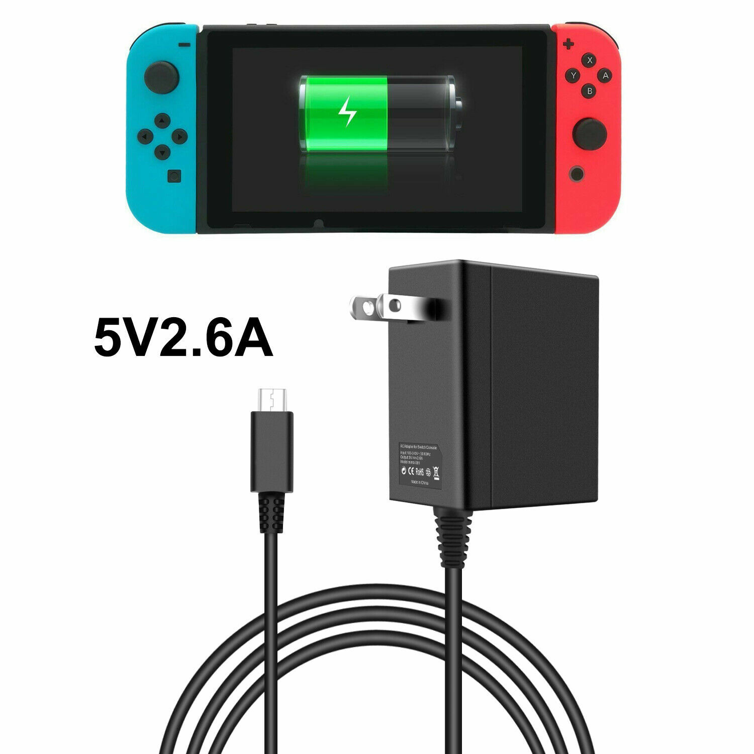 For Nintendo Switch AC Power Supply Adapter Home Wall Travel Charger 2.6A 5V NEW