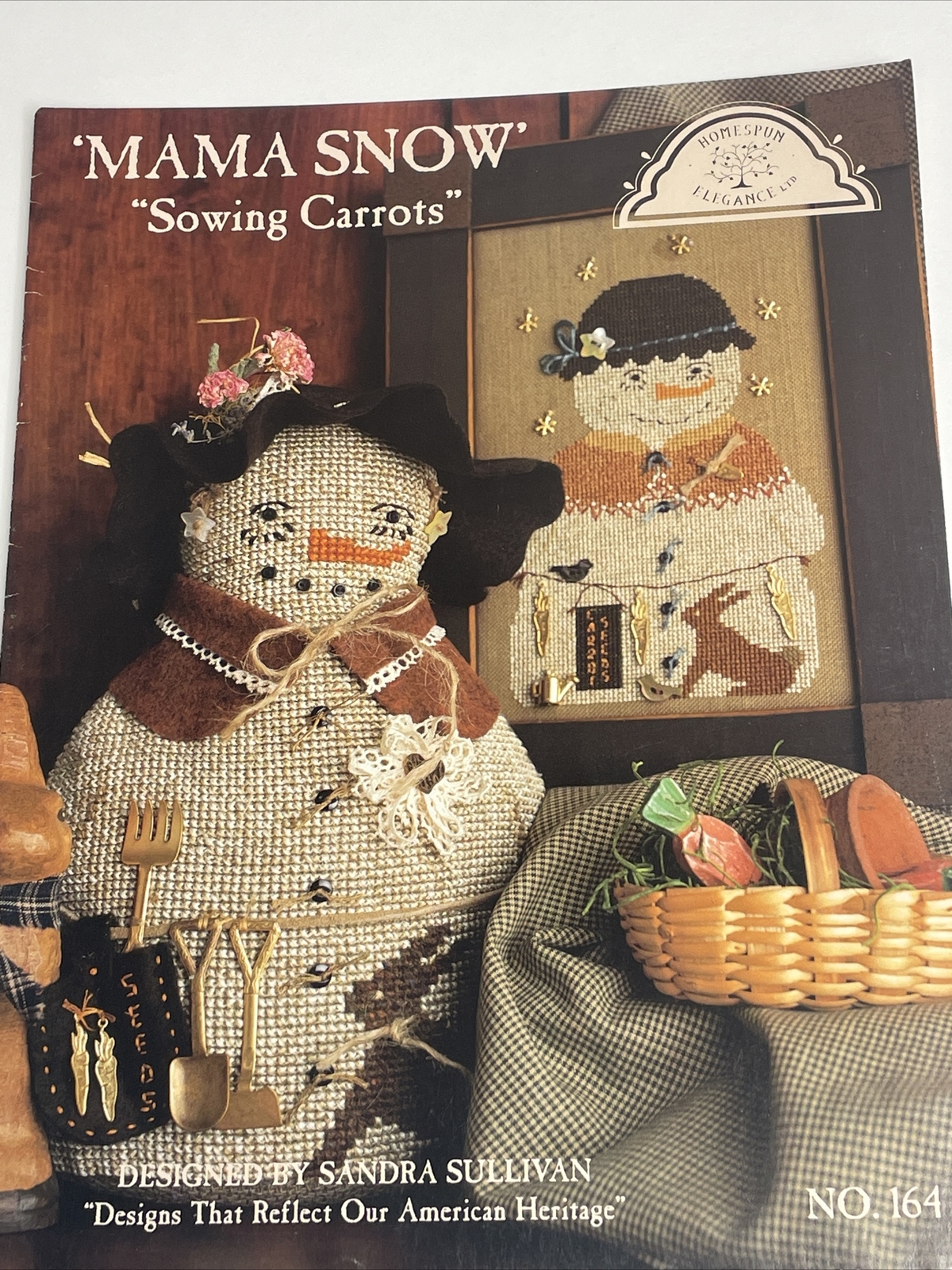 Homespun Elegance Mama Snow Sowing Carrots Snowwomen Cross Stitch Pattern