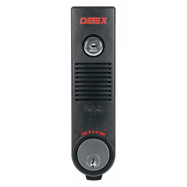 Detex Exit Door Alarm,9V Battery,Mortise,100dB EAX-500W BLACK W-CYL Detex