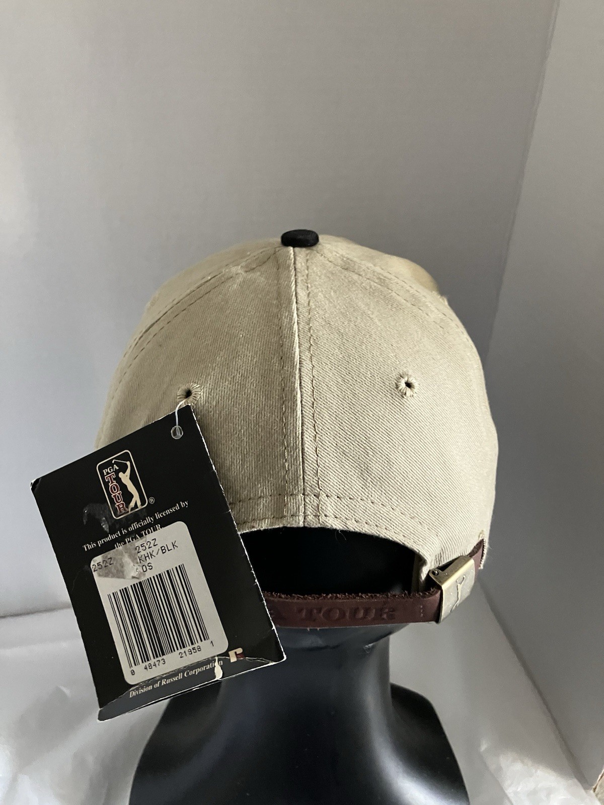 PGA Tour Khaki/Black Adjustable Strap Hat NWT