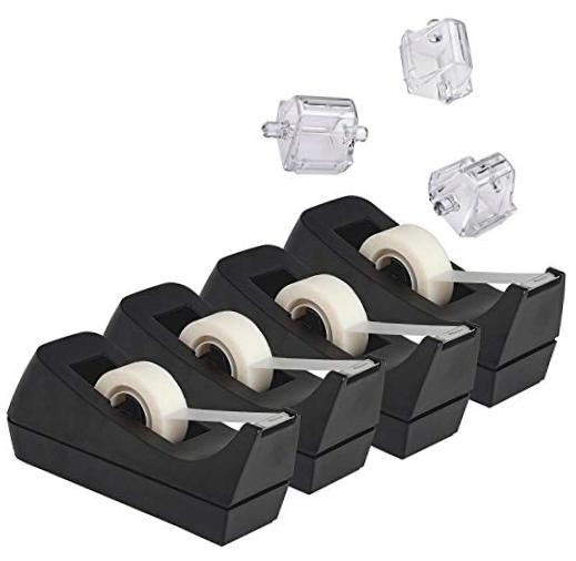 Desktop Tape Dispenser, 4-Pack, Non-Skid Base - with 3 Extra Dispenser