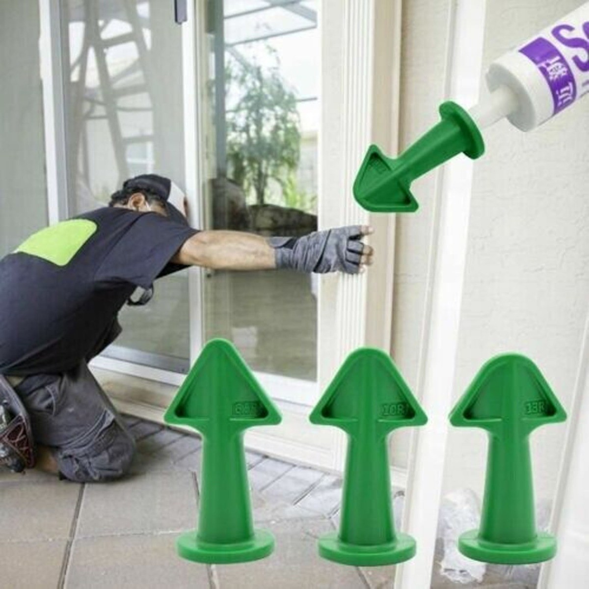 3pcs/set Silicone Caulk Nozzle Applicator Tool