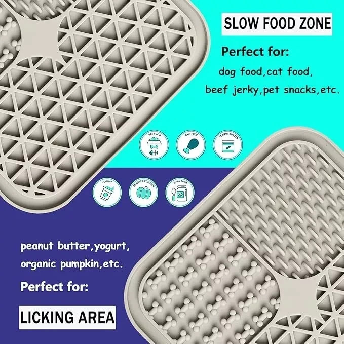 Lick Mat for Dogs Suction Cup Slow Feeder, Anxiety Relief Pad for Training, Grey