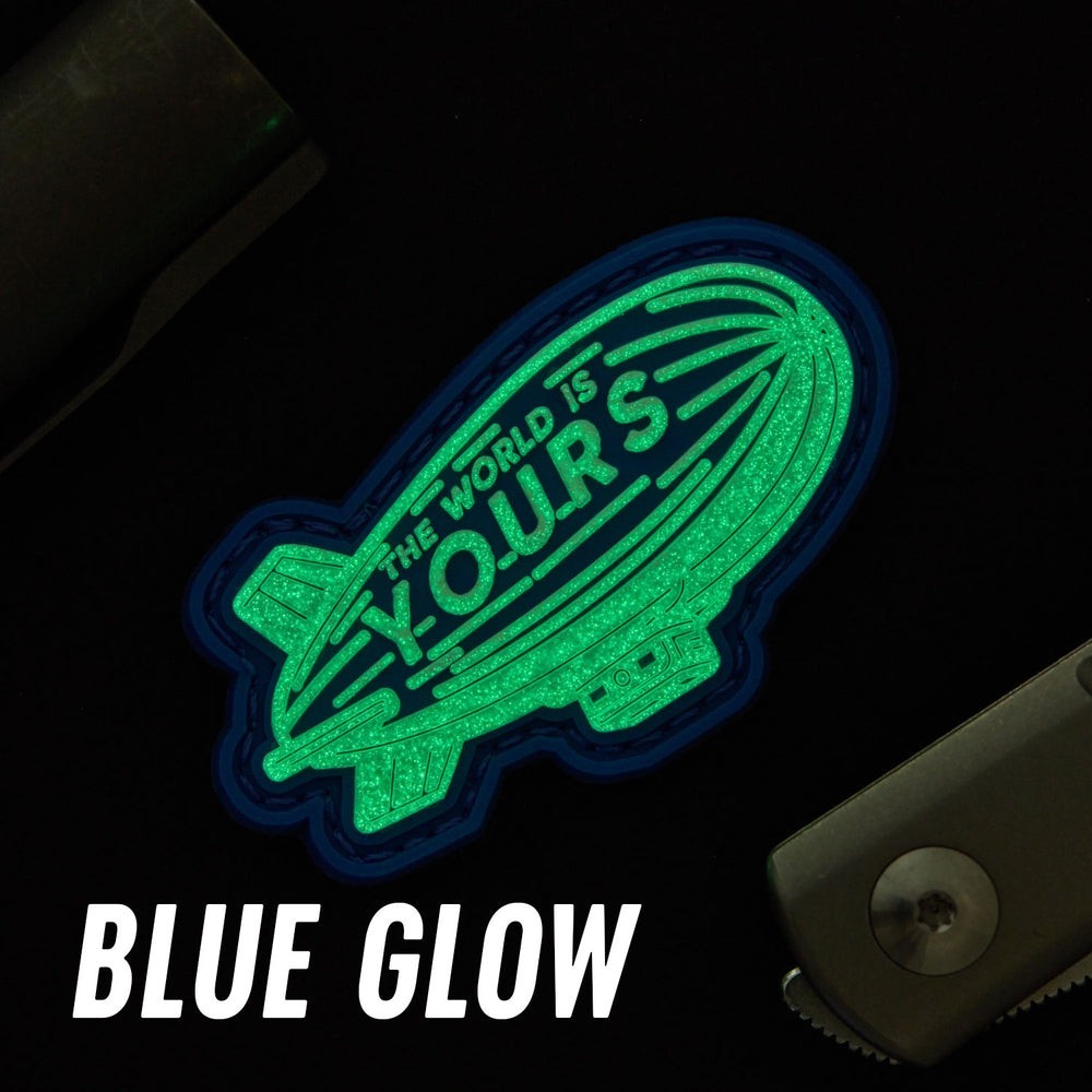 Notorious EDC Rare Collectible Blue Glow In The Dark Blimp Patch 2 × 1.25 PVC RE