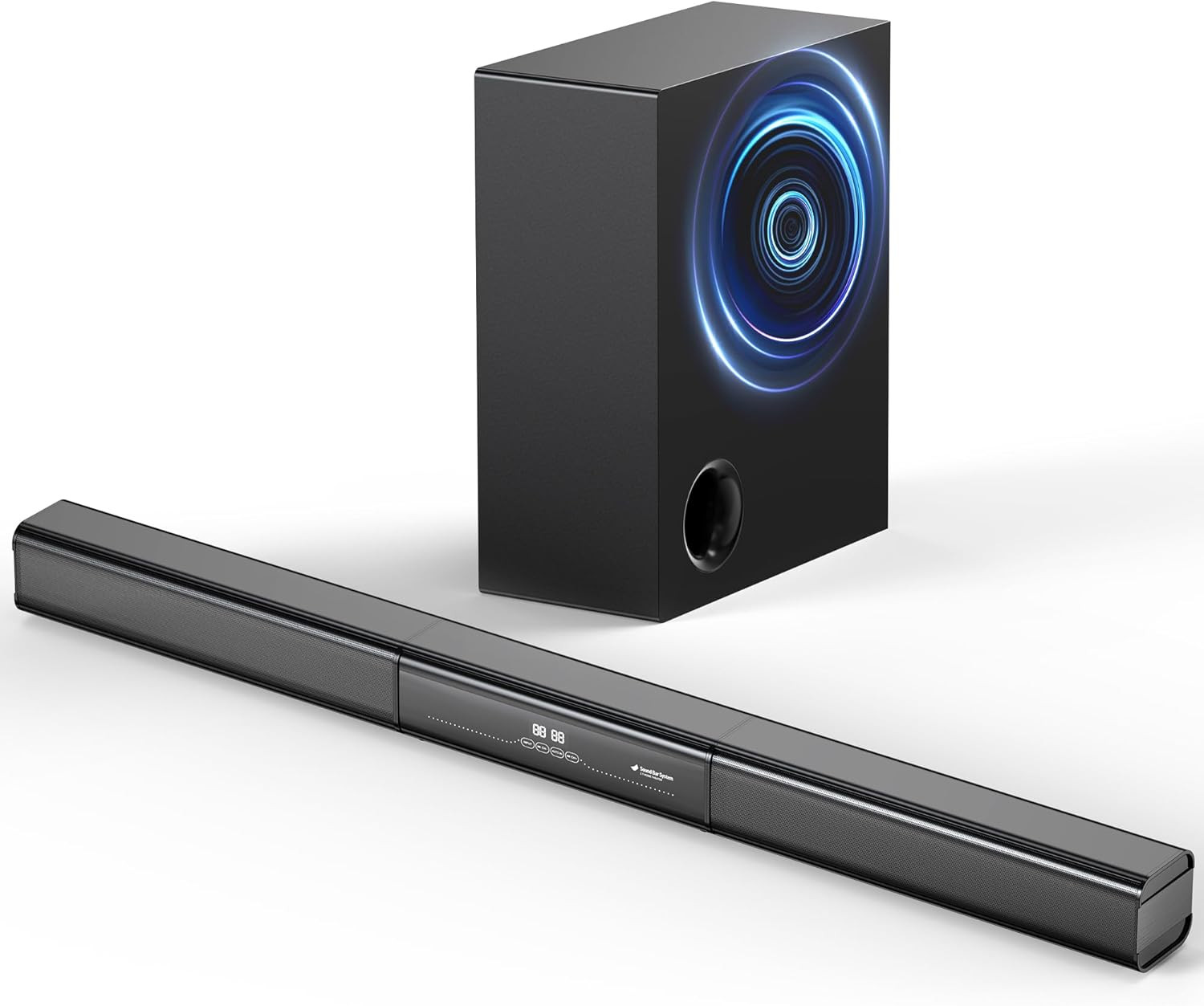 2.1 Channel Sound Bar with Wired Subwoofer, Dorby Audio 35In Detachable TV Sound