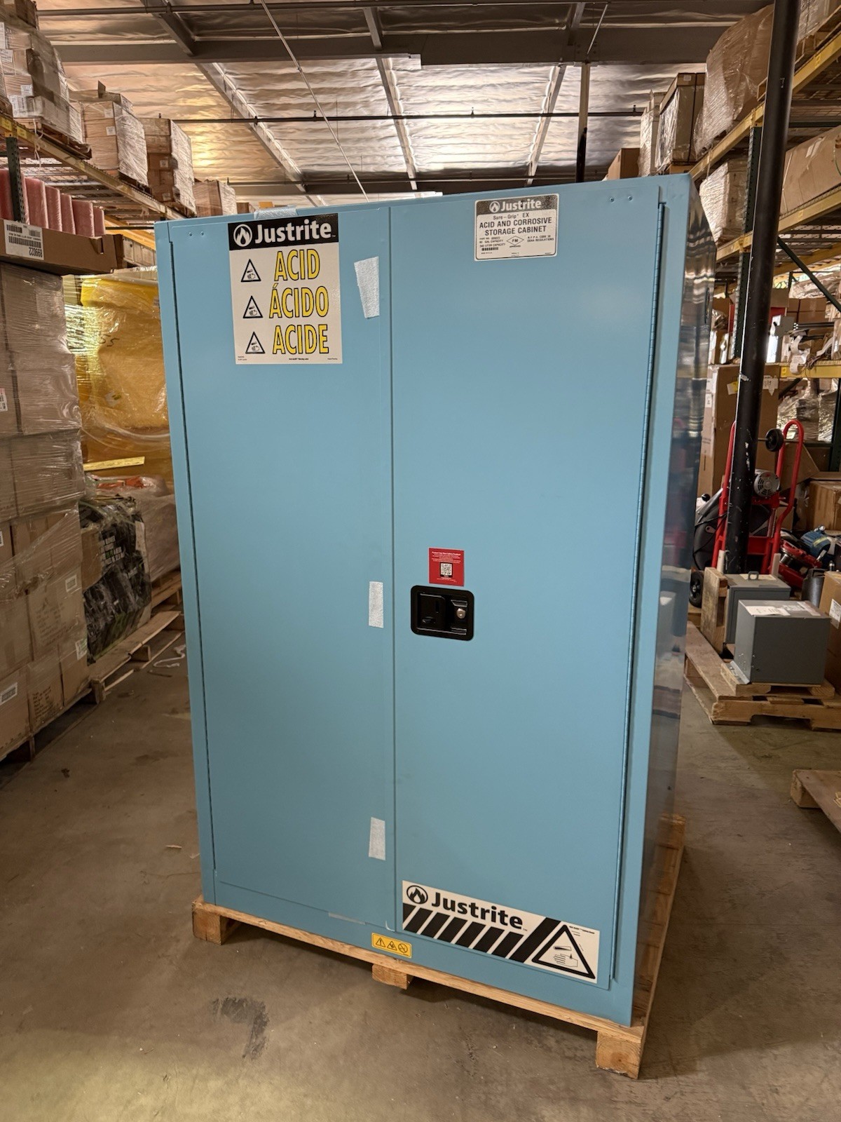 JUSTRITE 899022 Hazardous Material Cabinet 90 gal 43" x 34" x 65" Self-Close
