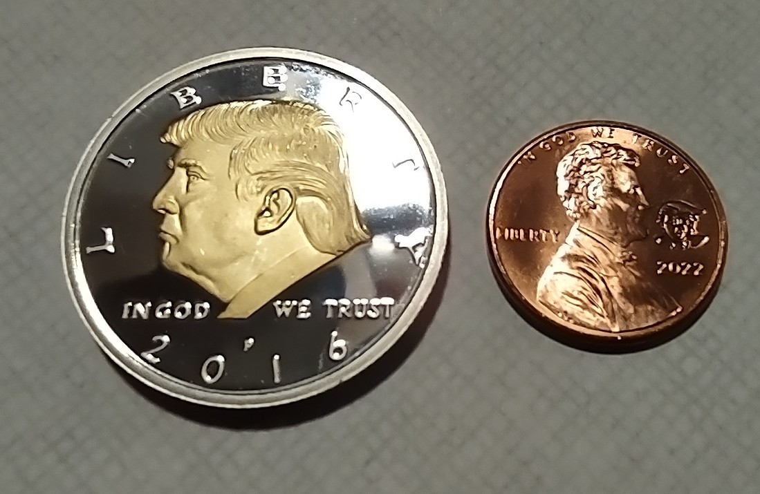Rare Trump 2016 Commemorative Coin + Bonus Trump Stamped 2022 Copper Penny