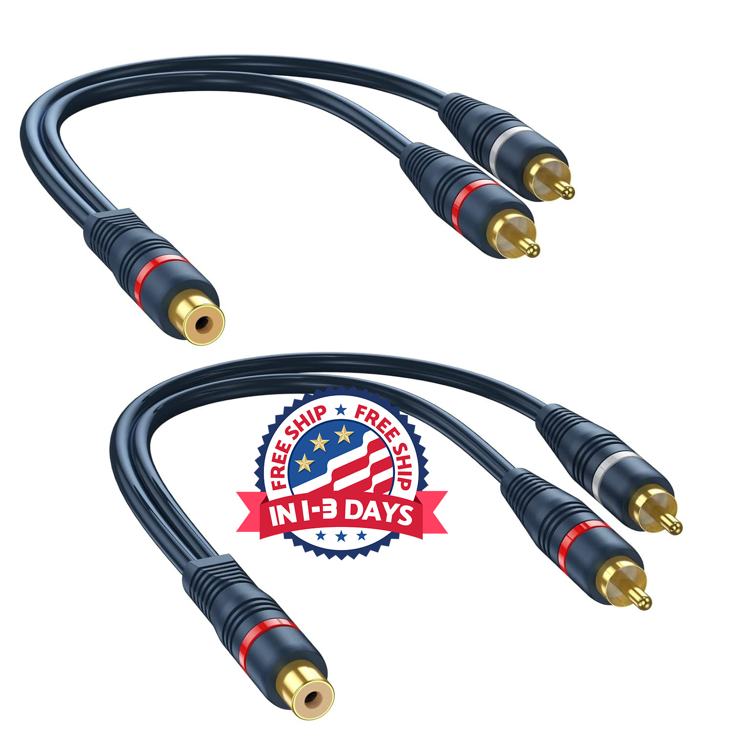 Divisor RCA 1 hembra a 2 macho de 2 PCS adaptador divisor de audio y video RCA,