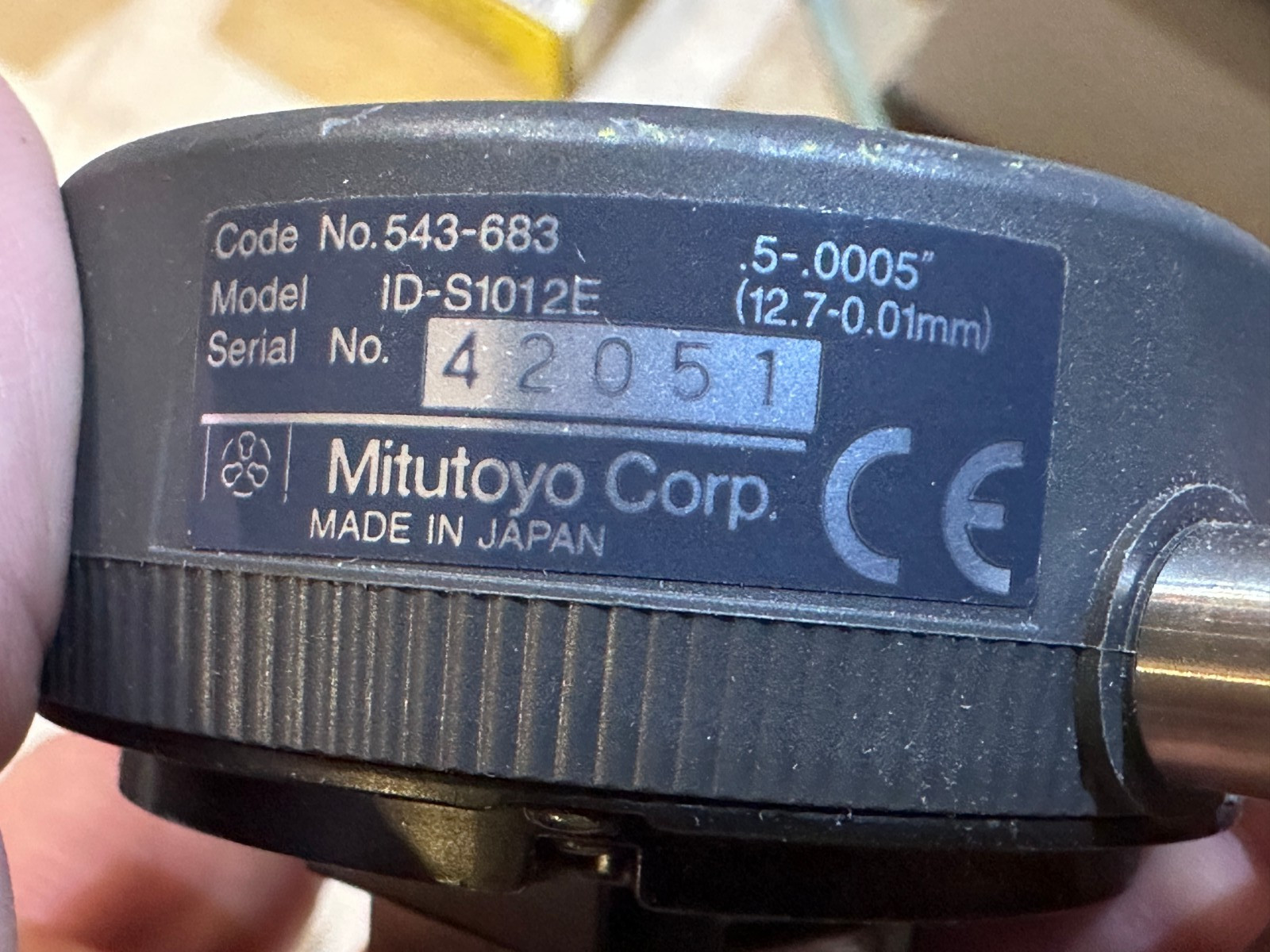 Mitutoyo Absolute Digital Indicator 543-683 Model ID-S1012E - Rounded Anvil