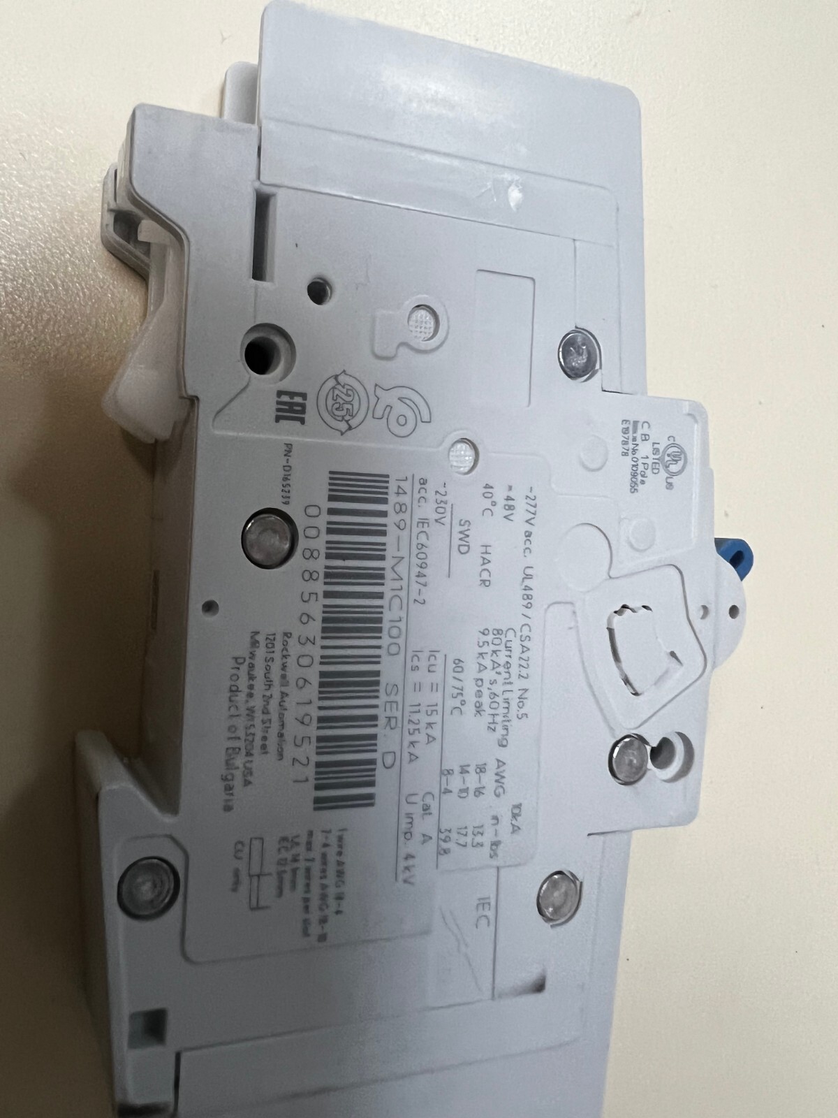 Allen Bradley 1489-M1C100 1P 10A Circuit Breaker New In Box USA Stock