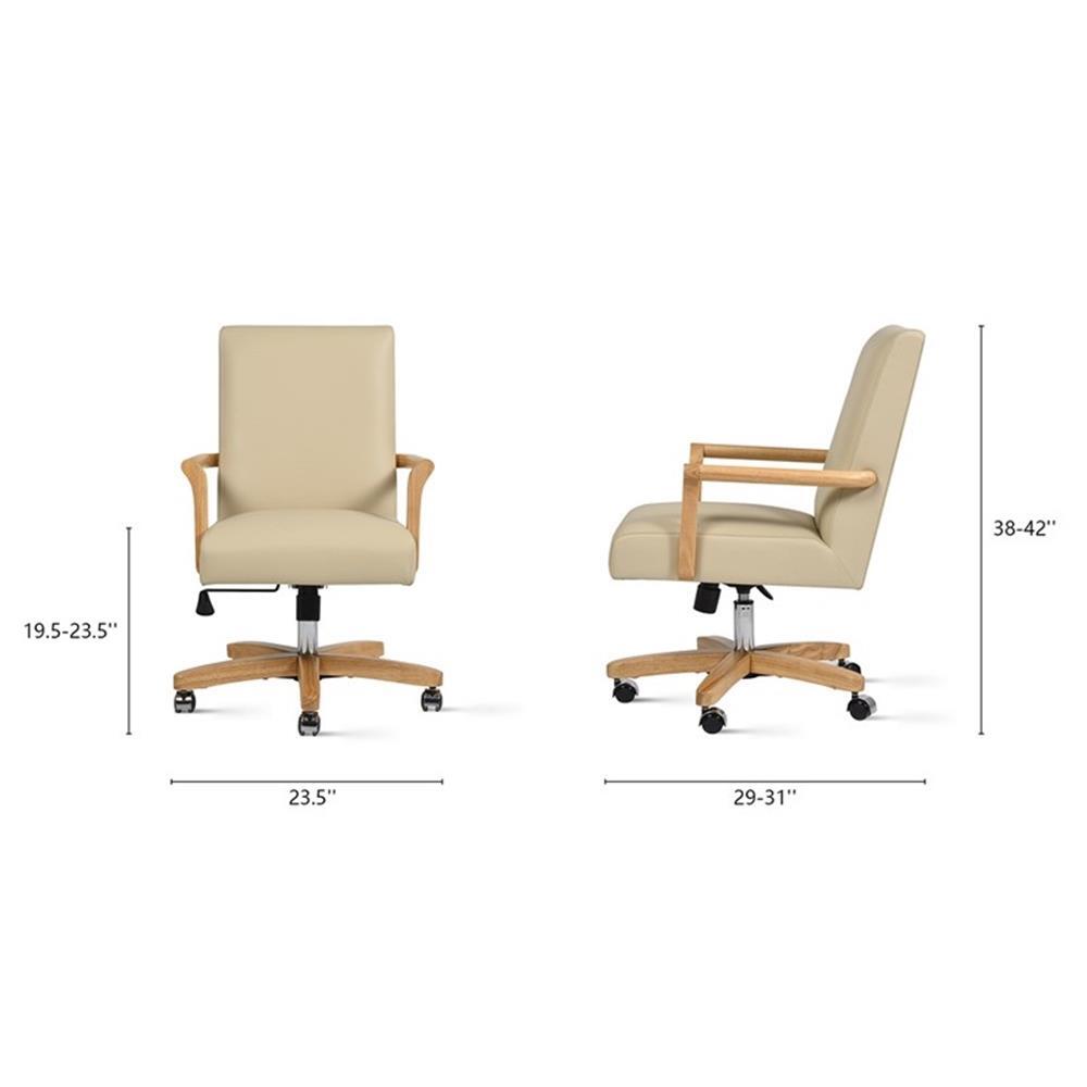 Dumont Modern High Back Executive Home Office Chair Neutral Cream Beige & Wood