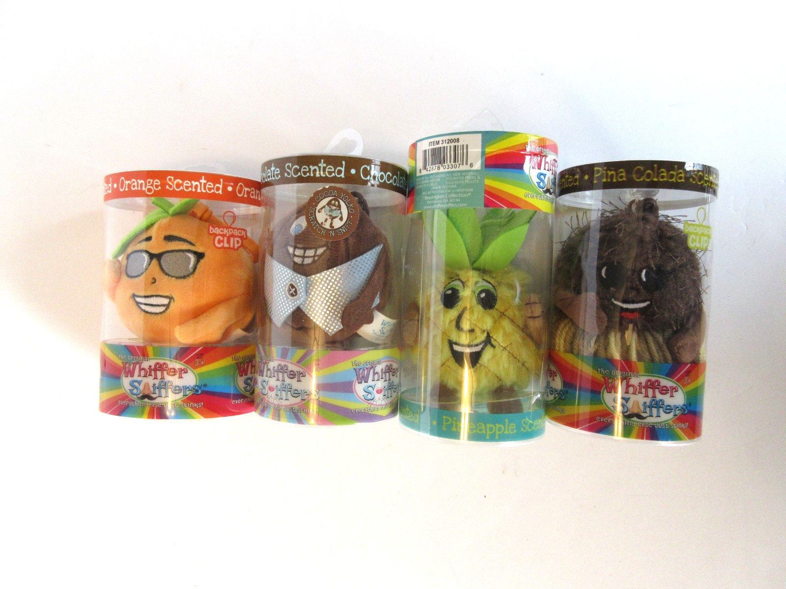 Whiffer Sniffers Scented Plush Bag Clip Lot x4 HTF VARIANTS Included 4.5" (BNIP)