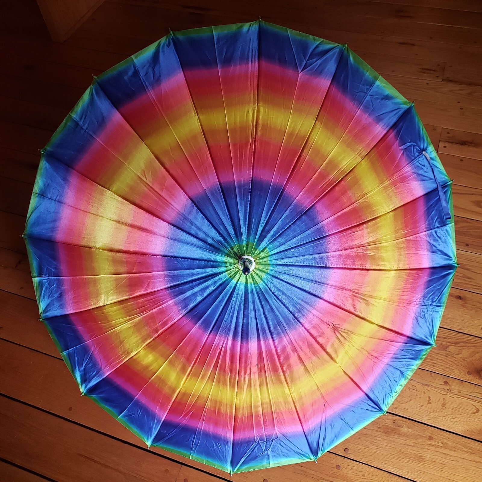 Classic Long Auto Open Umbrella with Colors Of The Rainbow 38" Easy Hold Handle