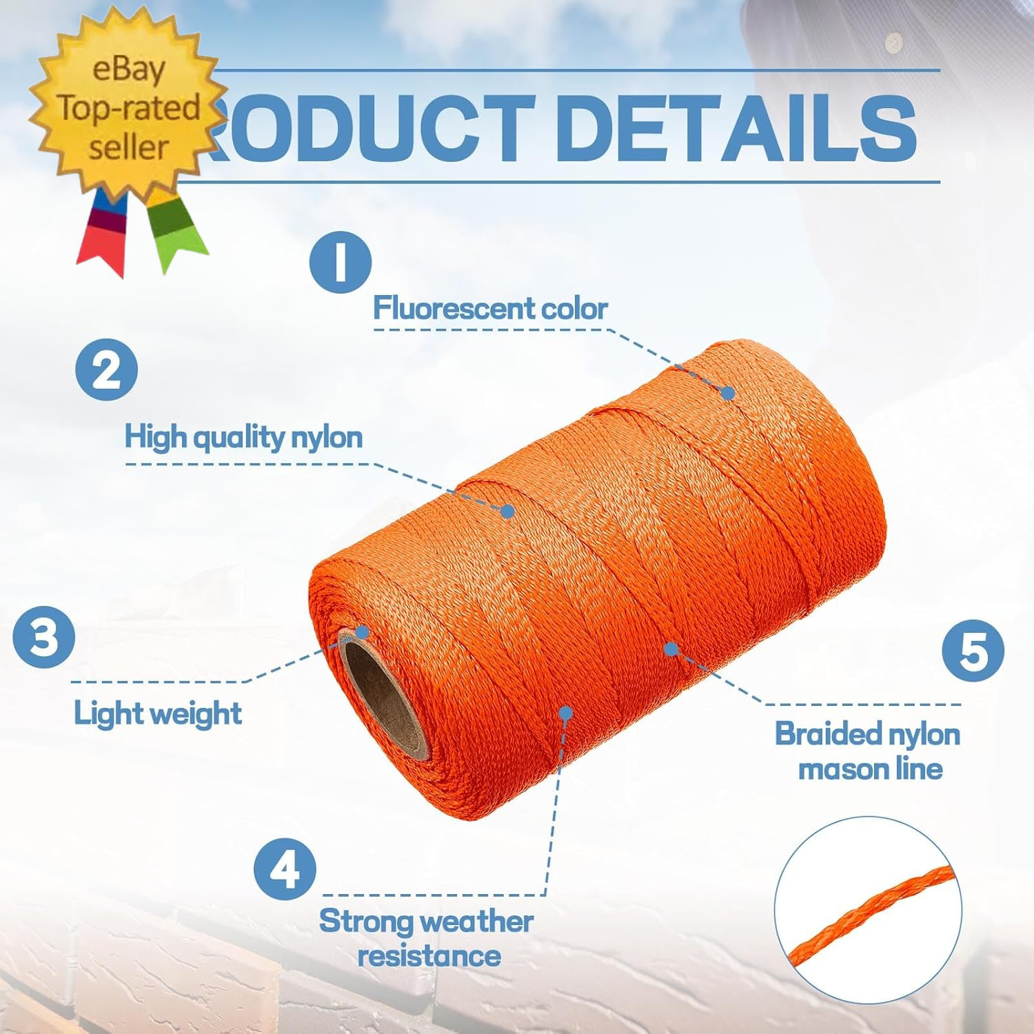 8 Rolls Mason Line #18 Braided Nylon String Total 4000 Feet Length Masonry