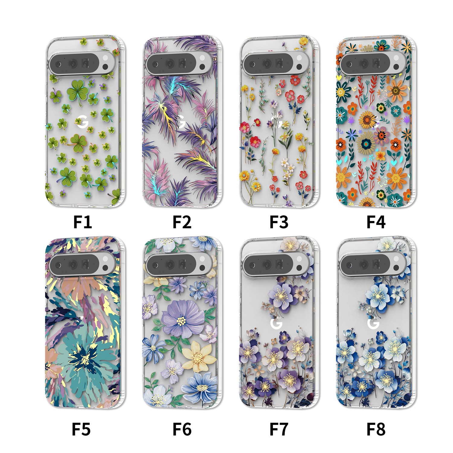 For Google Pixel 10 Pro XL/9 Pro/9A Cute Floral Pattern Clear Transparent Case