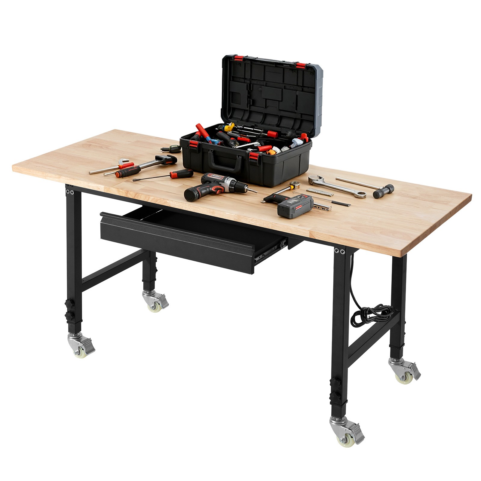 Uimoso Adjustable Workbench 60 x 24 in with Drawer & Power Outlets