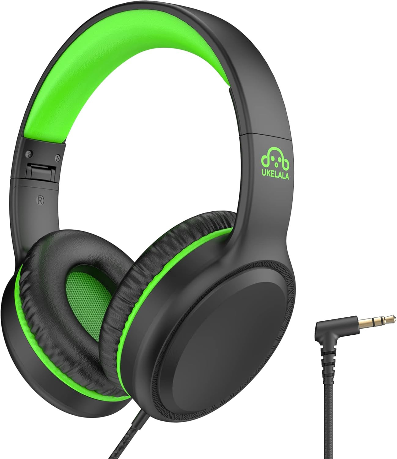 Green Wired Headphones for Boys Portable on Ear Youth Headphones for School Airp