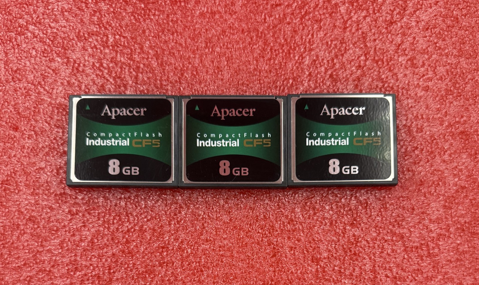 Apacer Industrial Grade AP-CF008GR9NS-NRA, THREE CF5 8GB Cards, CLEAN, FORMATED.