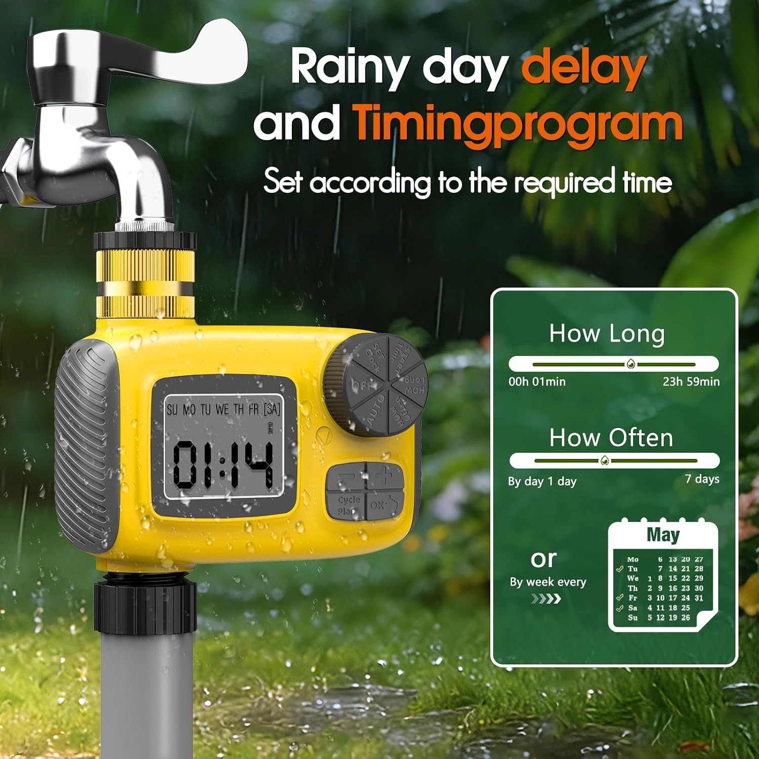 Automatic 98FT Drip Irrigation System with Copper Nozzles & Timer for Gardens
