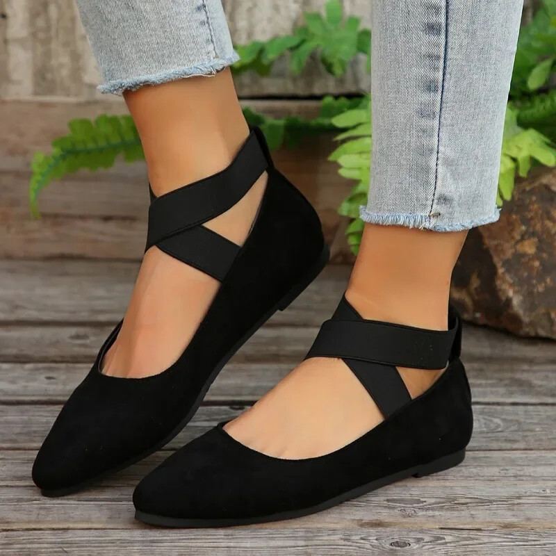 Black New Women's Flat Shoes Fashion Lightweight Shoes Women's Elegant Ballet.