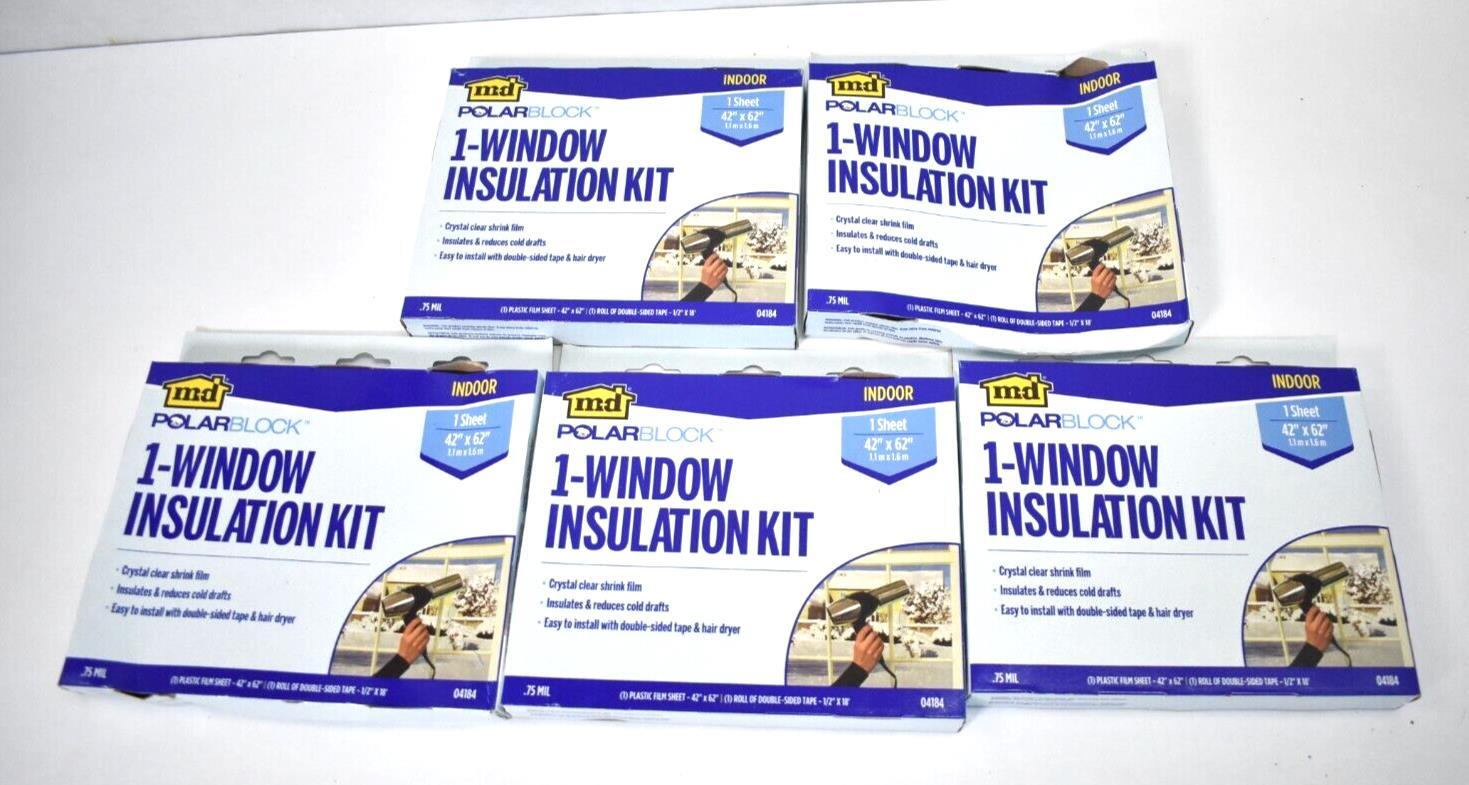 Lot of 5 Md Polar Block Window Insulation Kits 42" x 62" Crystal Clear .75Mil