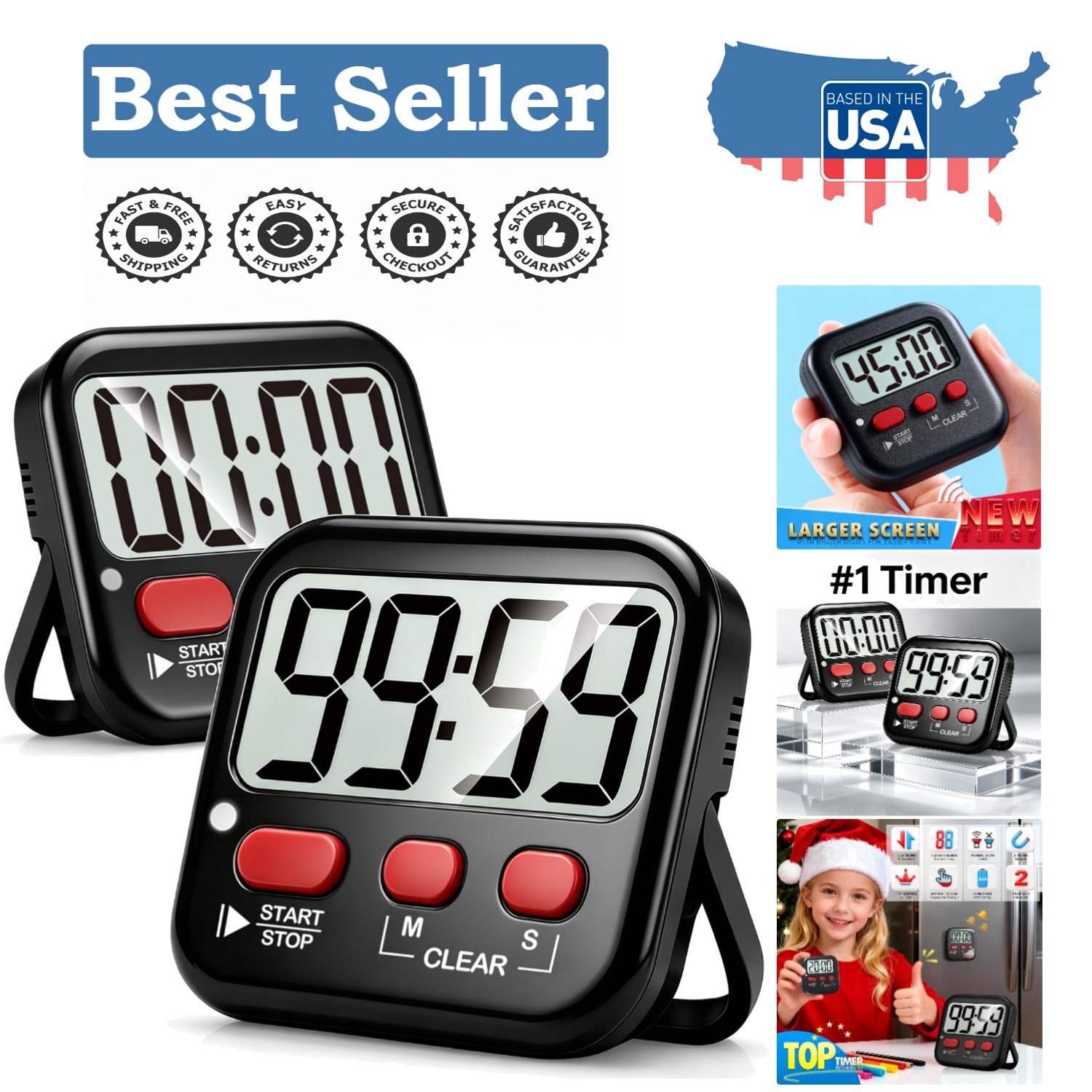 User-Friendly Digital Timers – 2 Pack with Built-in Memory, Perfect for All!