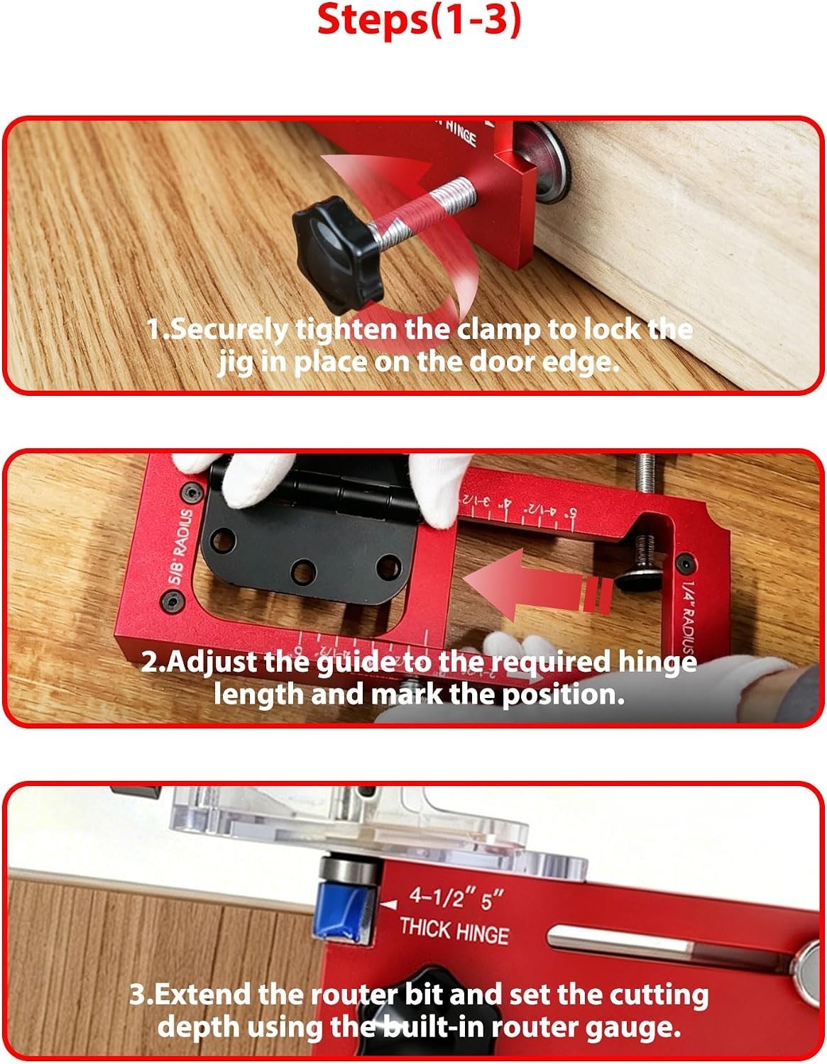 Door Hinge Jig & Lock Hole Drilling Kit – Adjustable Aluminum Router Template...