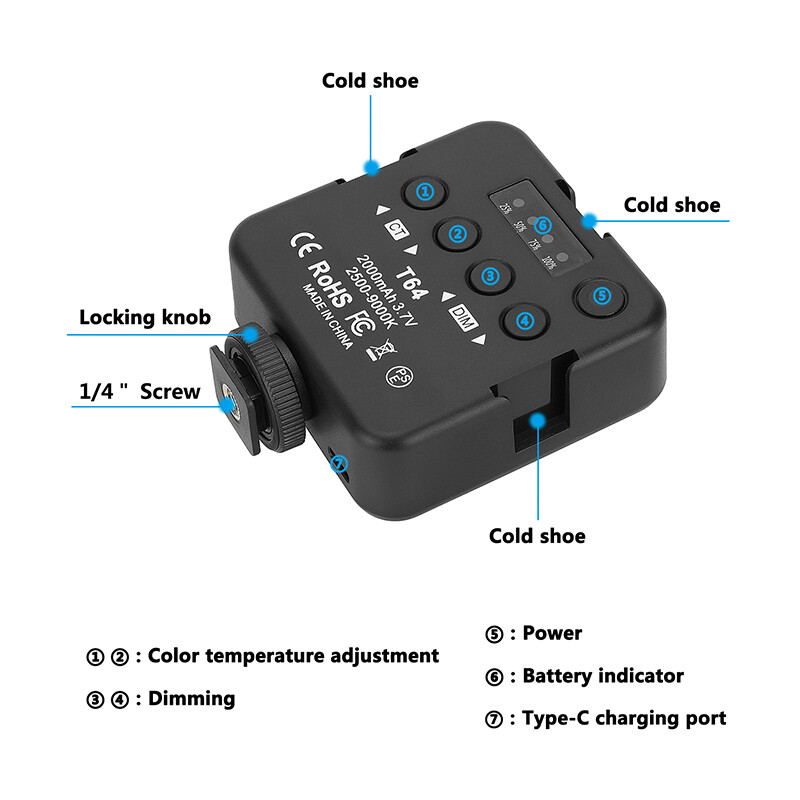 CAMVATE Smart Phone Vlogging Bi-Color LED Pocket Video Light CCT 2500 to 9000K