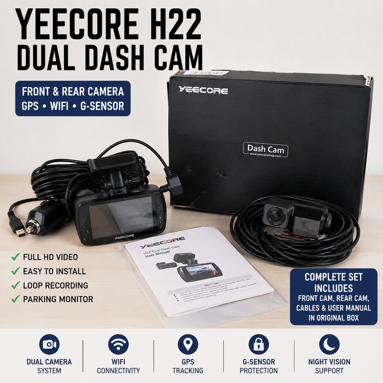 Yeecore H22 Dual Dash Cam