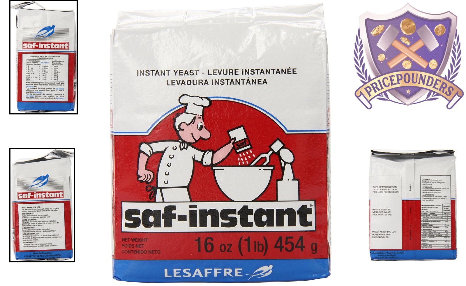 Instant Yeast 2 Pound Powder Fast Acting Vacuum Packed Baking Essential