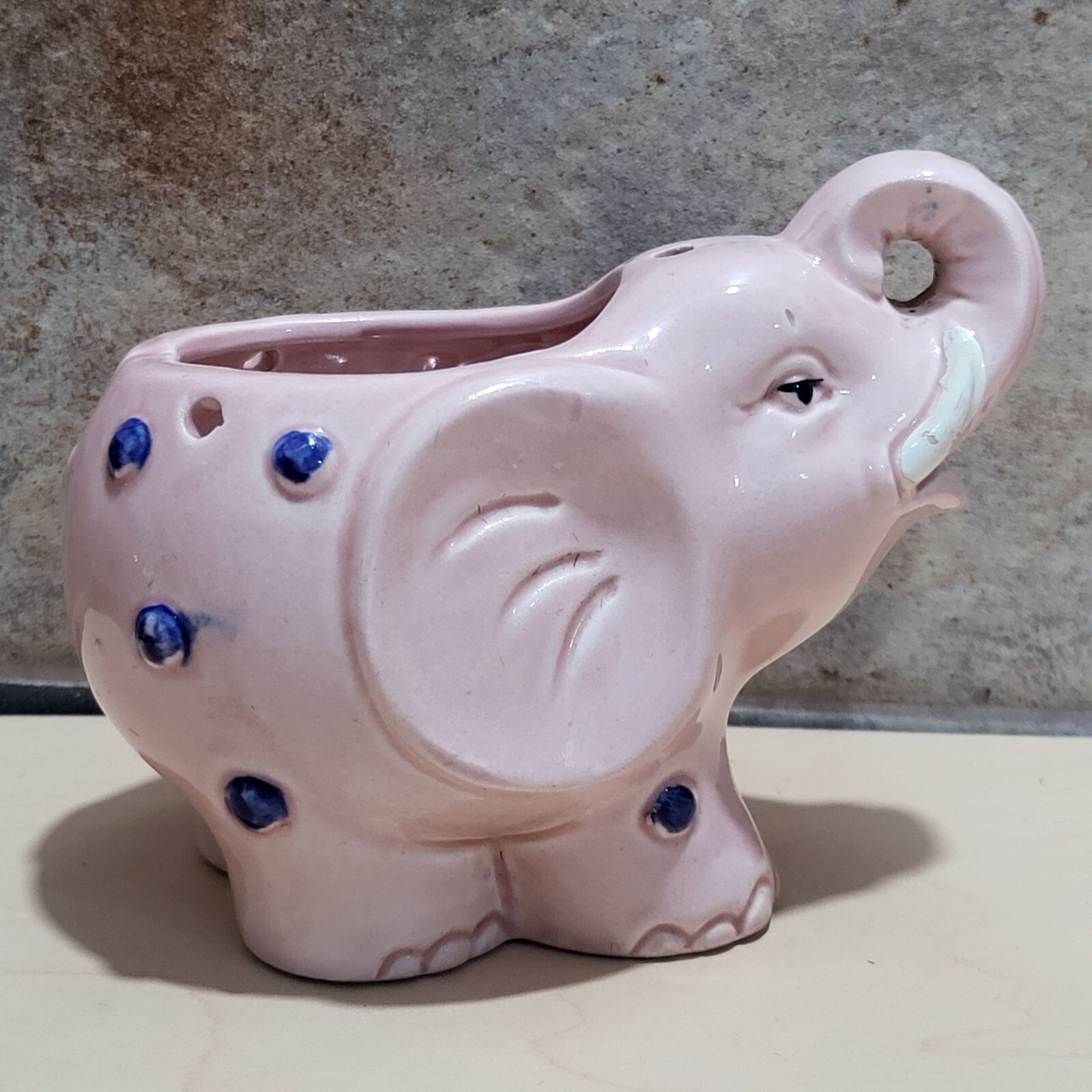 Vintage Hanging Pink Elephant Planter
