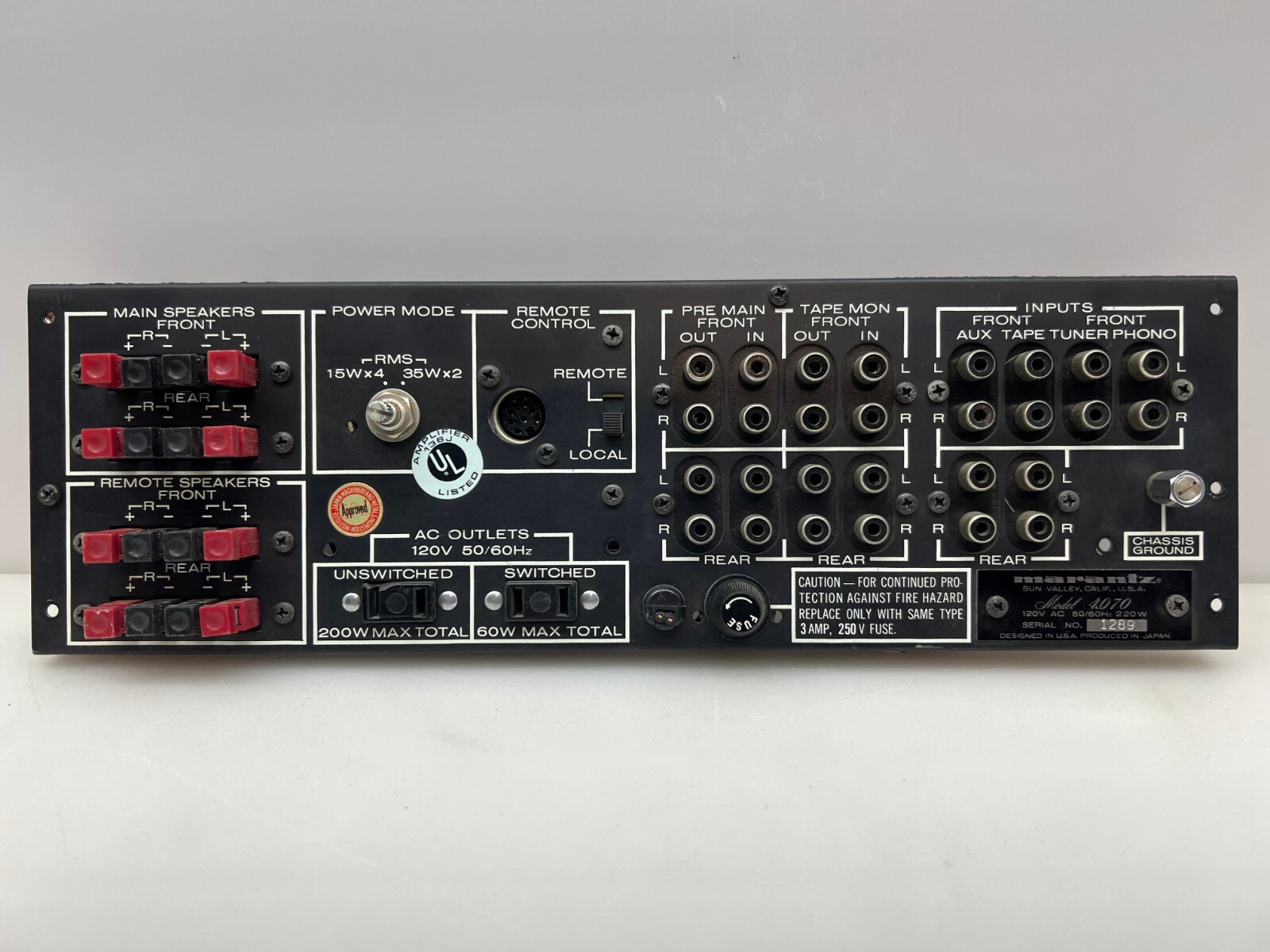 Marantz Model 4070 Back Plate Free Shipping