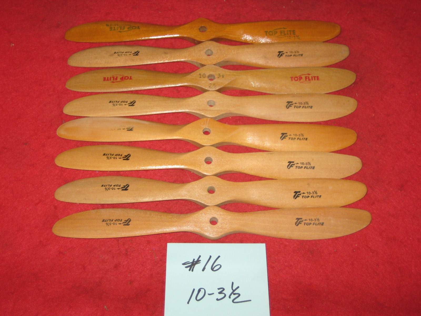 #16 8 VINTAGE TOP FLITE 10-3 1/2 WIDE WOOD PROPS GLOW MODEL AIRPLANE ENGINE