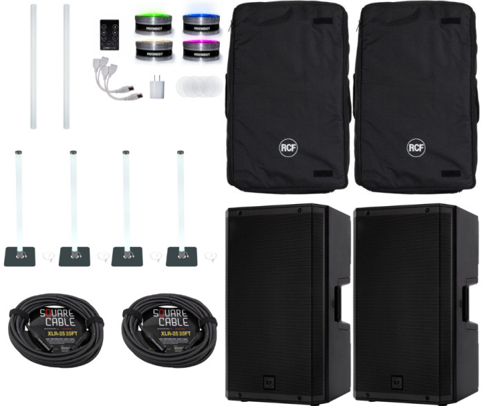 RCF ART 945A Pair w/ Covers, Cables and Premium Mobile Lighting