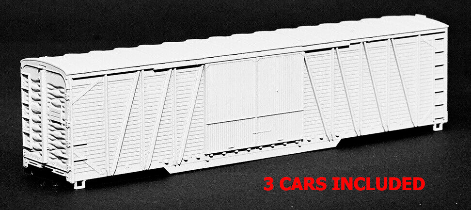 RCR - HO PROJECT 50FT BOXCARS TRUSS SIDE WDD-AUTO 3 (three) CARS  [21200]