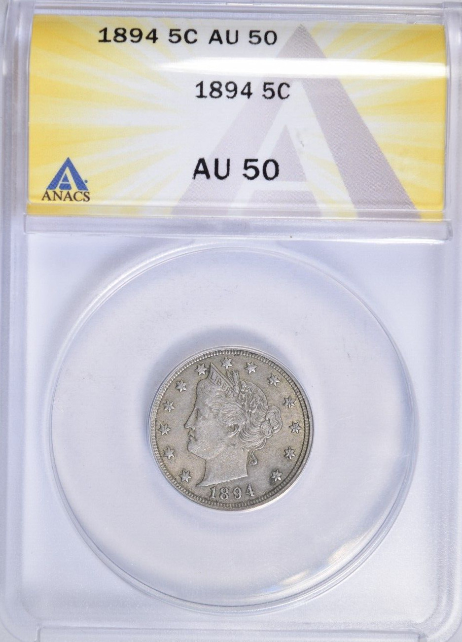 1894 LIBERTY NICKEL ~ NICE ORIGINAL ANACS AU50!