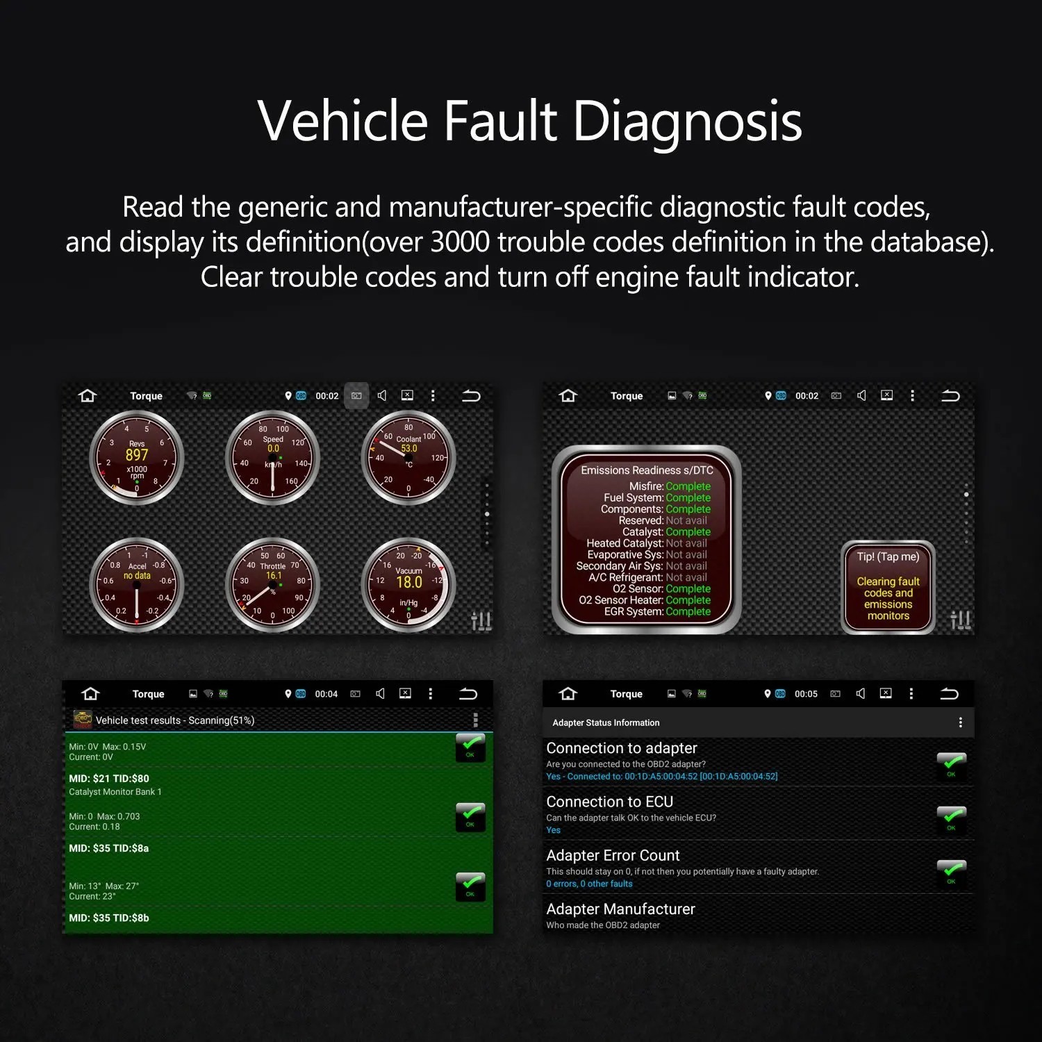 OBD2 ELM327 Diagnostic Error Car Scanner Code Reader Tool Android PC [Bluetooth]