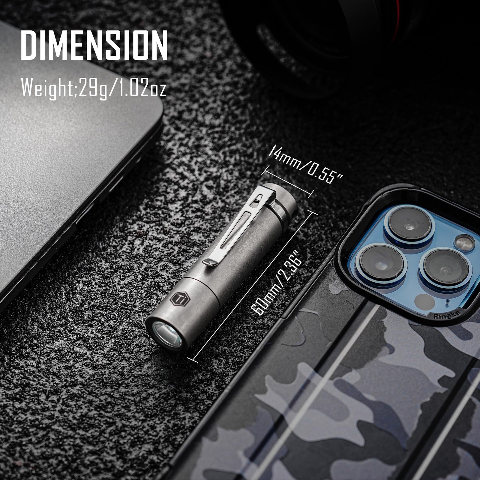 KeyUnity KF04 Mini LED Flashlight with Pocket Clip - Super Bright Handheld Si...
