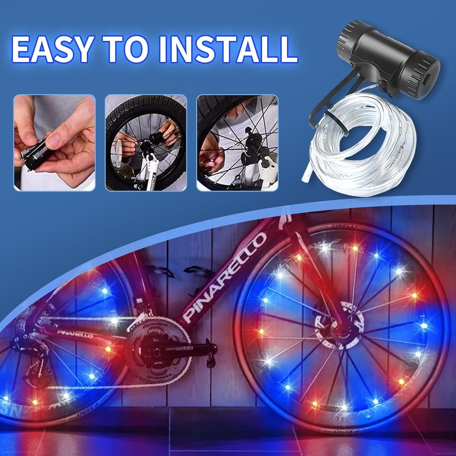 2 Bike Spoke Lights (Colorful LED) - Durable, Fit Most Bicycle Wheels