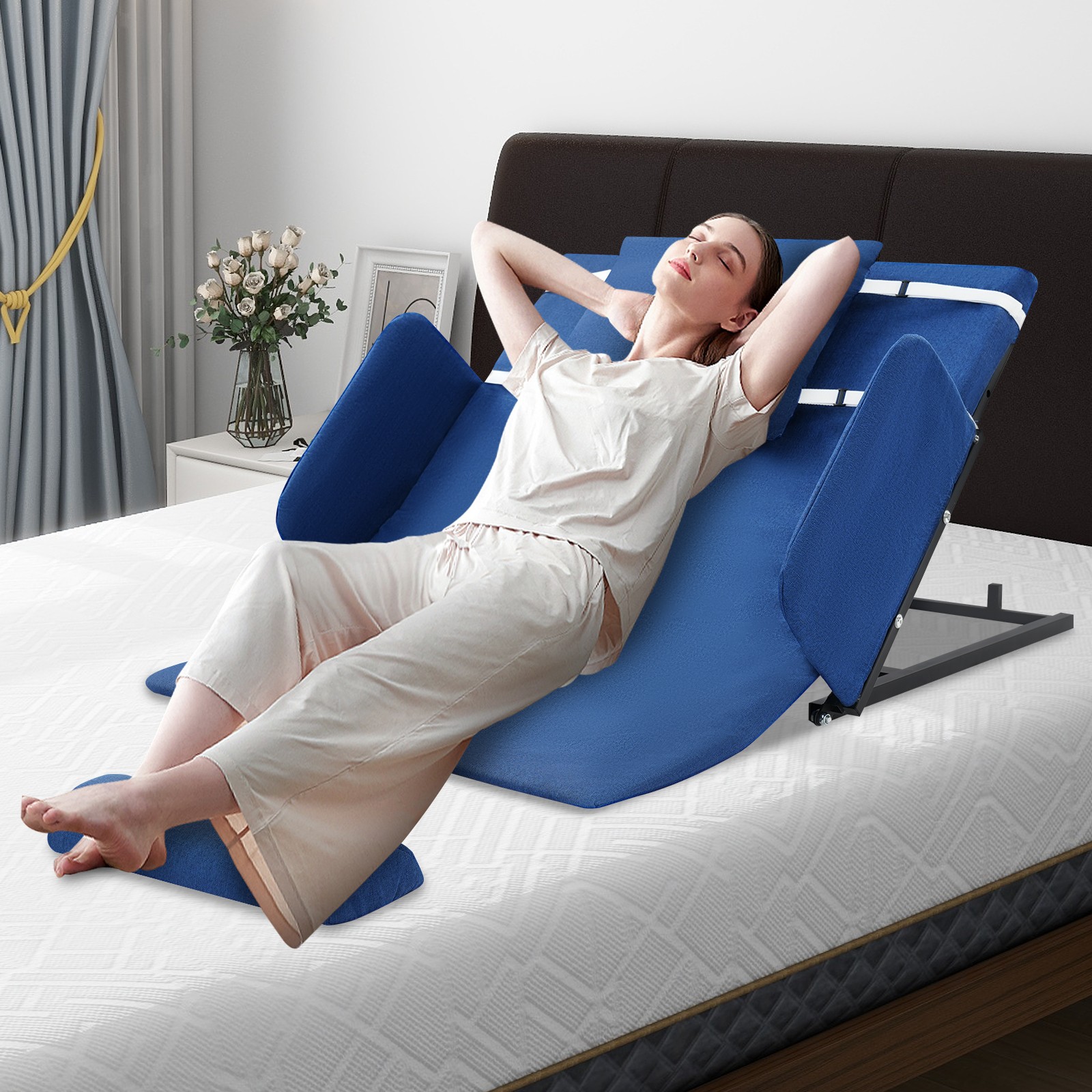 Electric Adjustable Backrest 80° for Elderly with Handrails & Comfort Padding