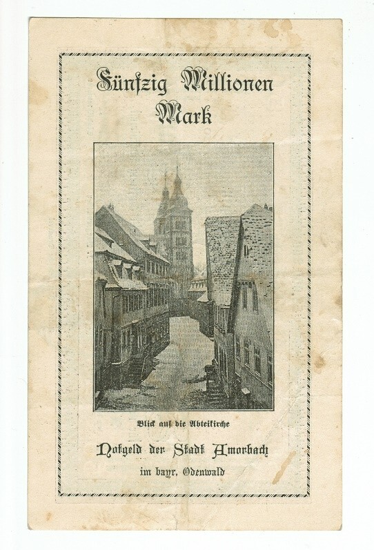 GERMANY BANKNOTE 50 MILLION MARK STADT-AMORBACH 1923