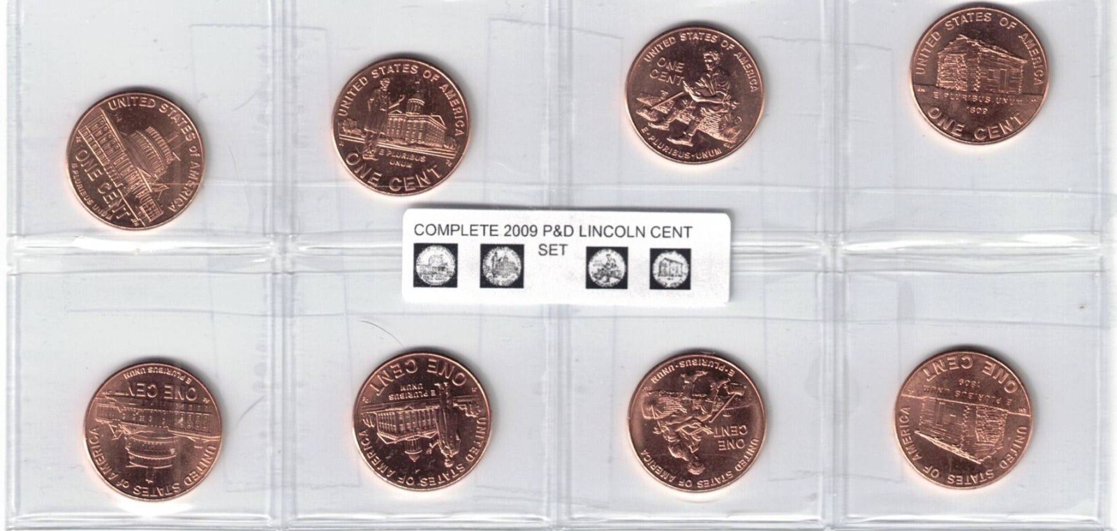 2009-P&D Lincoln Cent Set 8 Coins {BU} Lot#3