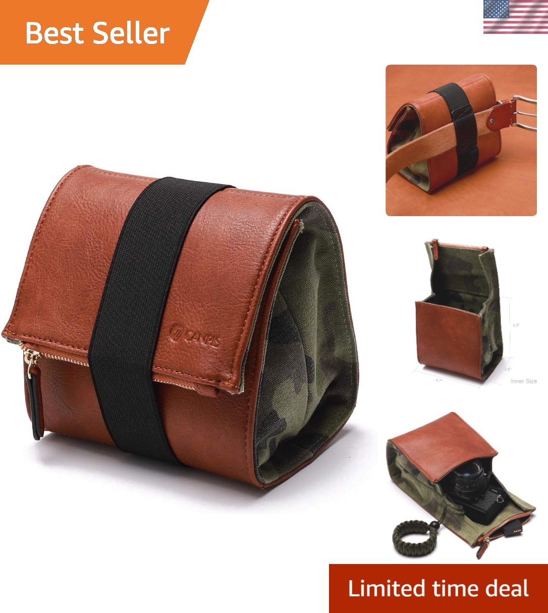 CANPIS Brown Faux Leather Camera Bag: Stylish Protection for Mirrorless Cameras