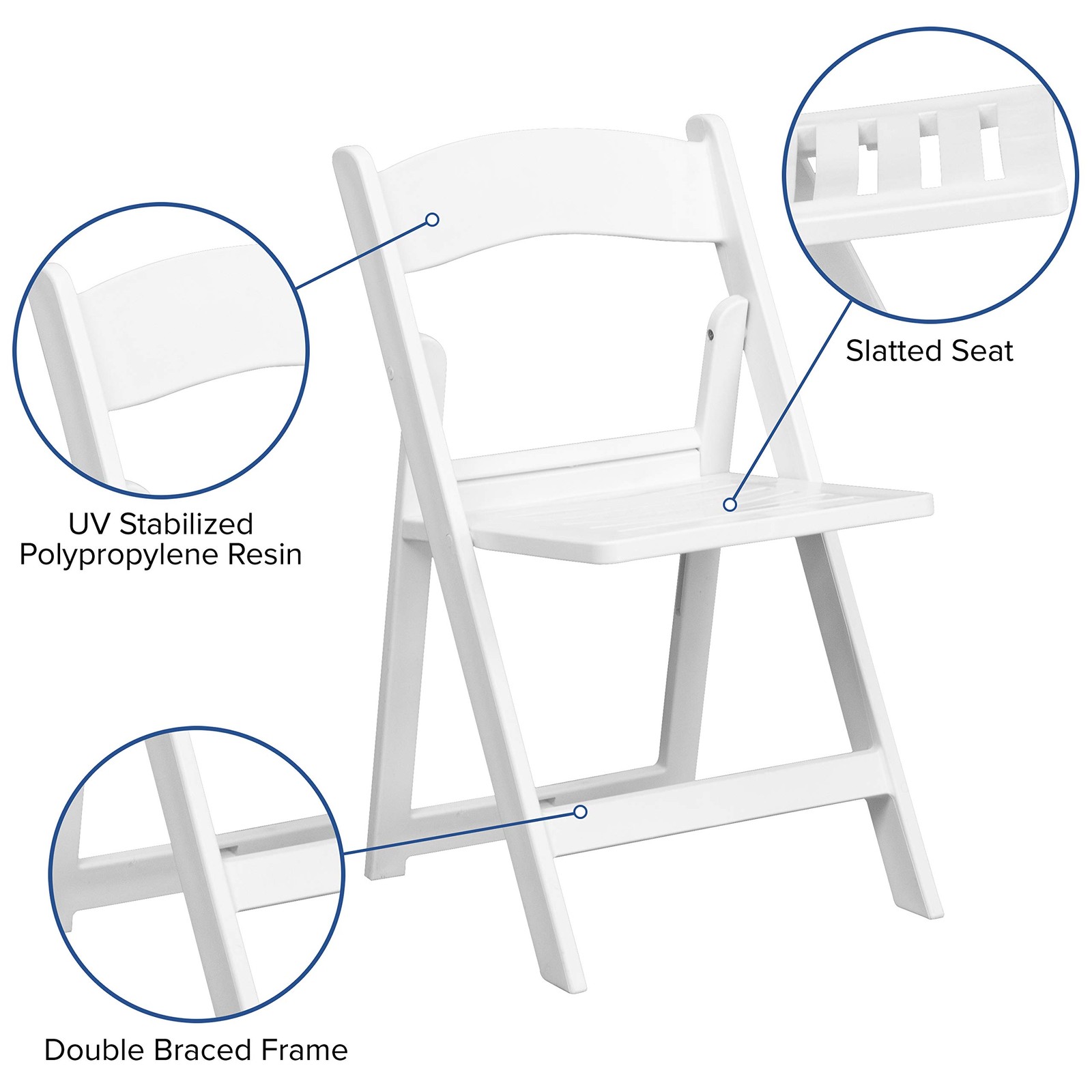 Flash Furniture 4 Pack Hercules Series 800 Lb. Capacity White Resin Folding