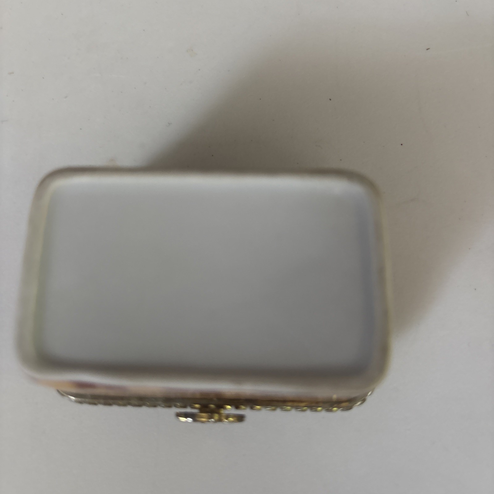 Ceramic Picnic Basket Trinket Box Approximately 2 1/2 Inches Long.